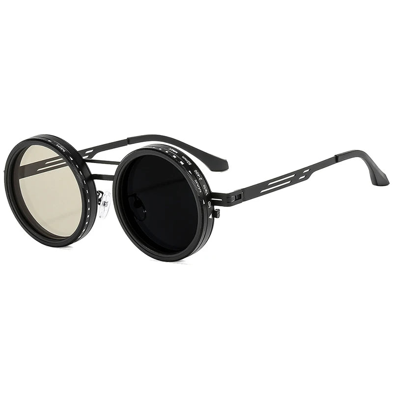 So & ei retro redondo punk masculino esportes ao ar livre polarizados óculos de sol tons uv400 feminino ND9-level ajustável escurecimento óculos de sol