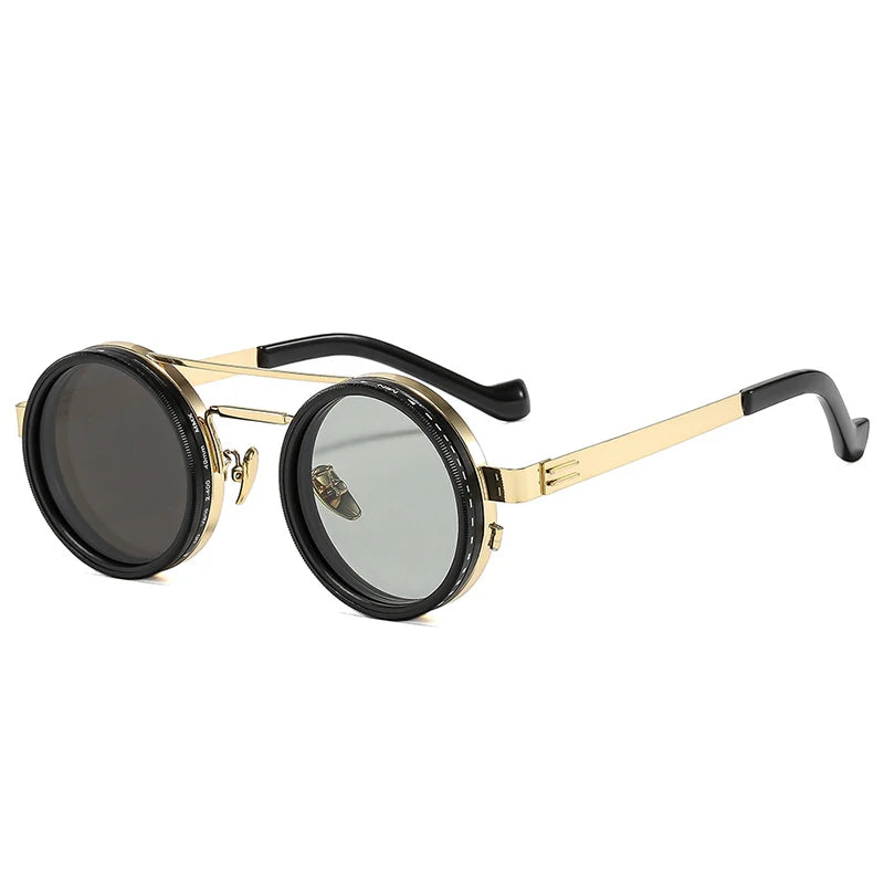 So & ei retro redondo punk masculino esportes ao ar livre polarizados óculos de sol tons uv400 feminino ND9-level ajustável escurecimento óculos de sol