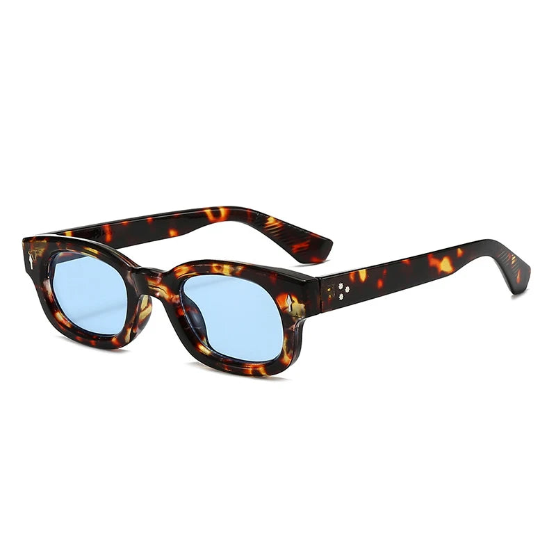 SO&EI Retro Pequeno Quadrado Doce Cor Óculos de Sol Mulheres Moda Tendência Rebites Homens Leopardo Óculos de Sol Tons UV400