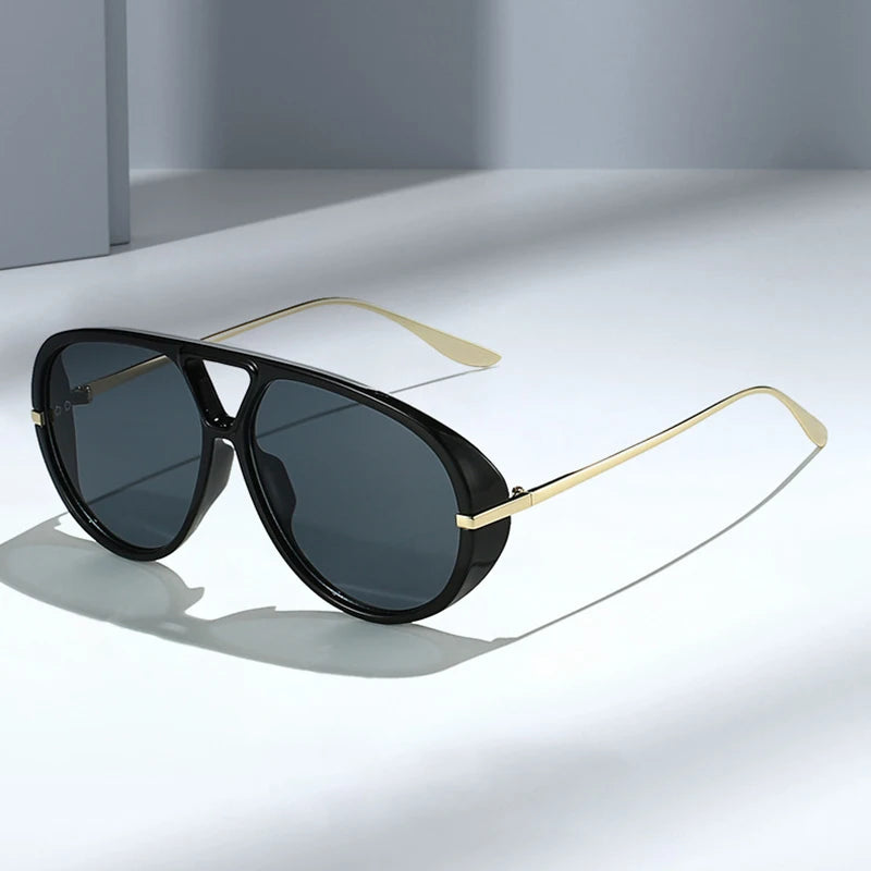 So & ei ins moda popular pontes duplas piloto feminino óculos de sol de grandes dimensões retro doce cor gradiente uv400 masculino punk óculos de sol